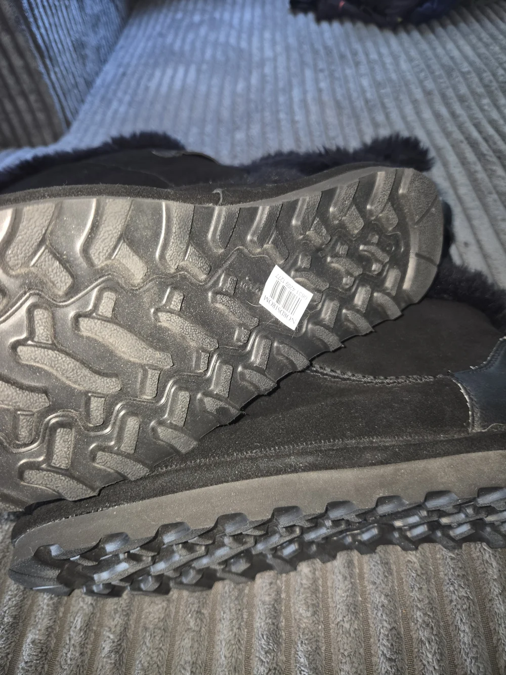 BearPaw Women’s Black Faux-Fur Winter Boots with Strap Detail